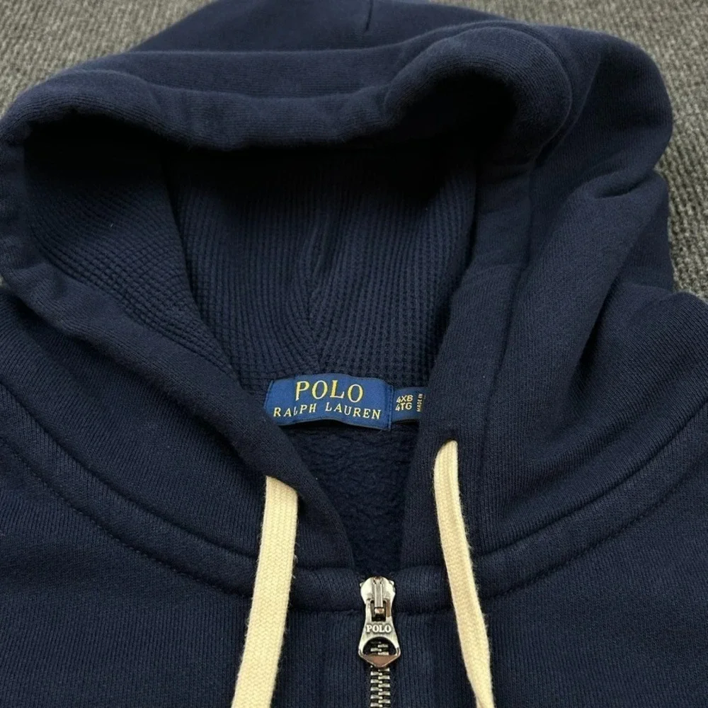 Polo Ralph Lauren Men's 4XB Full Zip Hoodie Sweater Blue Heavyweight Yellow Pony